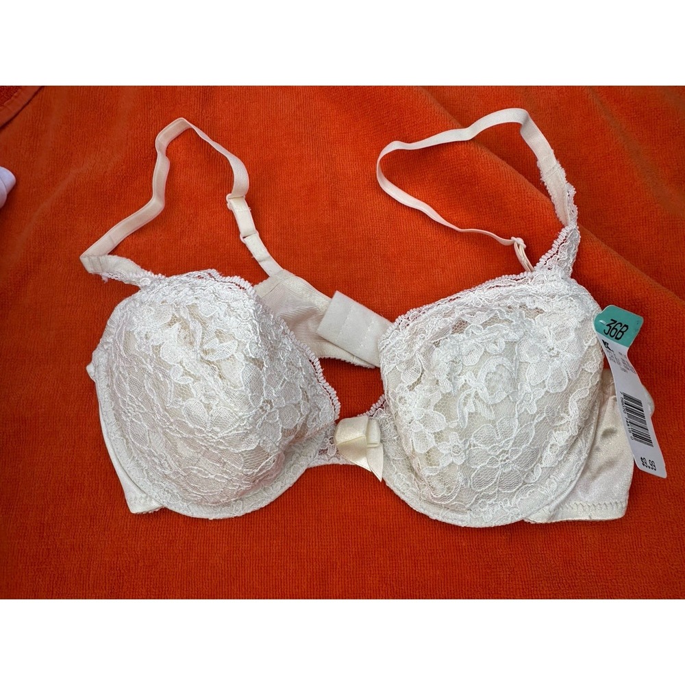 Kathy Ireland creme lace  Padded Push Up Bra Underwire bra  Size 36 B New Kmart